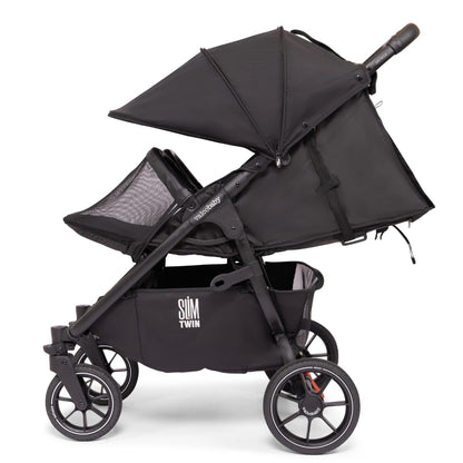 Valco Baby Slim Twin stroller in black viewed from the side