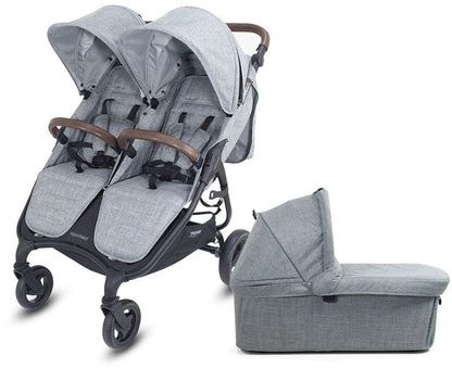 Valco 2025 Trend Duo Side by Side Double Stroller + Bassinet Bundle - Grey Marle / Grey Marle - N9938-N9936