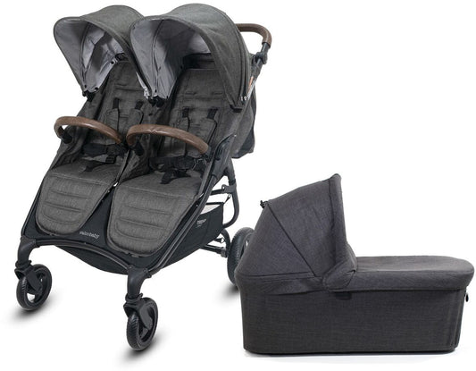 Valco Trend Duo Side by Side Double Stroller + Bassinet Bundle 2025 Charcoal / Charcoal - N9939-N9935
