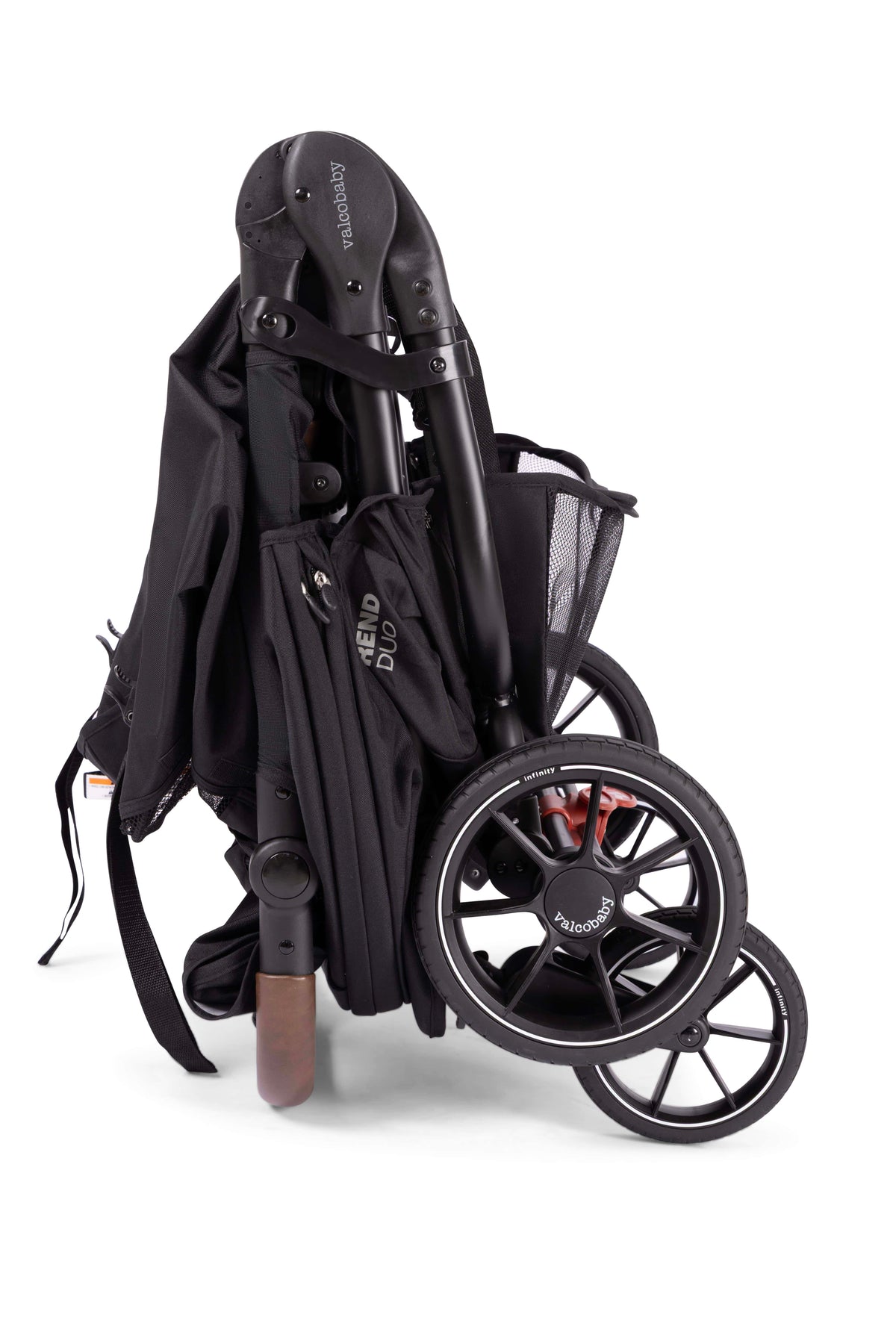Folded black Valco Baby Trend Duo stroller