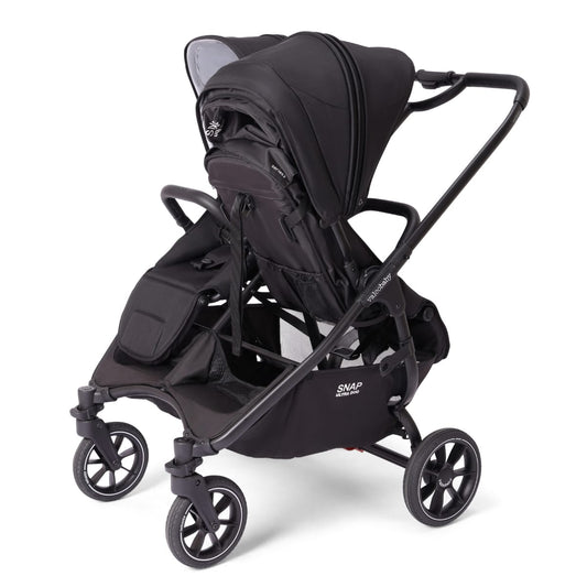 Valco Baby Snap Ultra Duo black double stroller with adjustable seats and storage basket