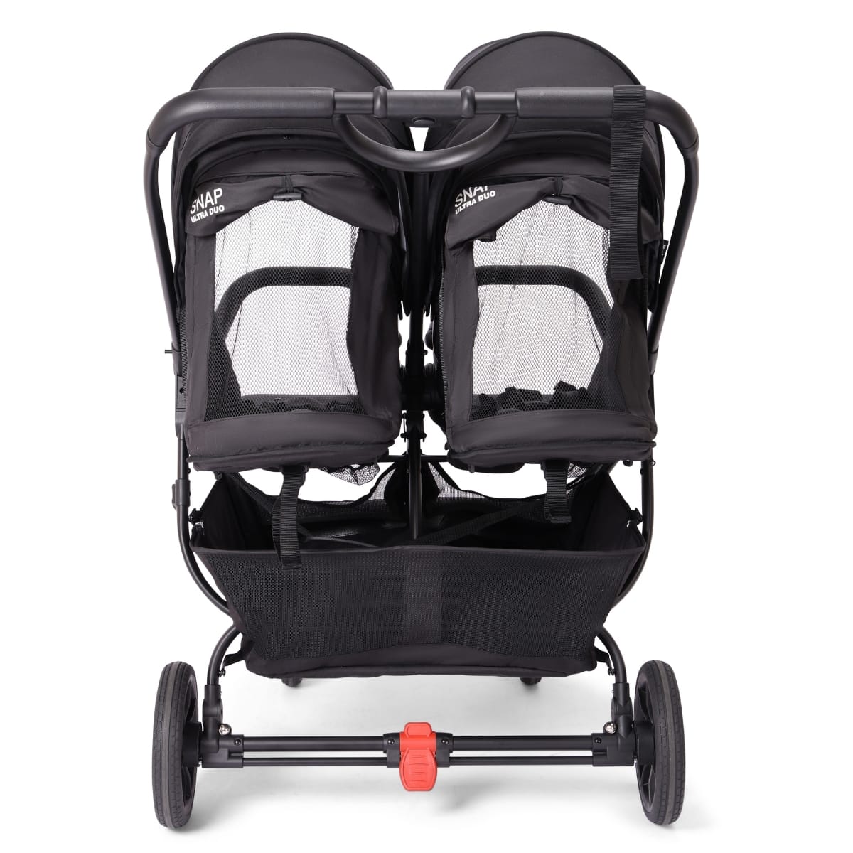 Valco Snap Ultra Duo double stroller in black viewed from the rear