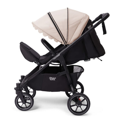 Valco Baby Snap Ultra stroller with black frame and beige canopy