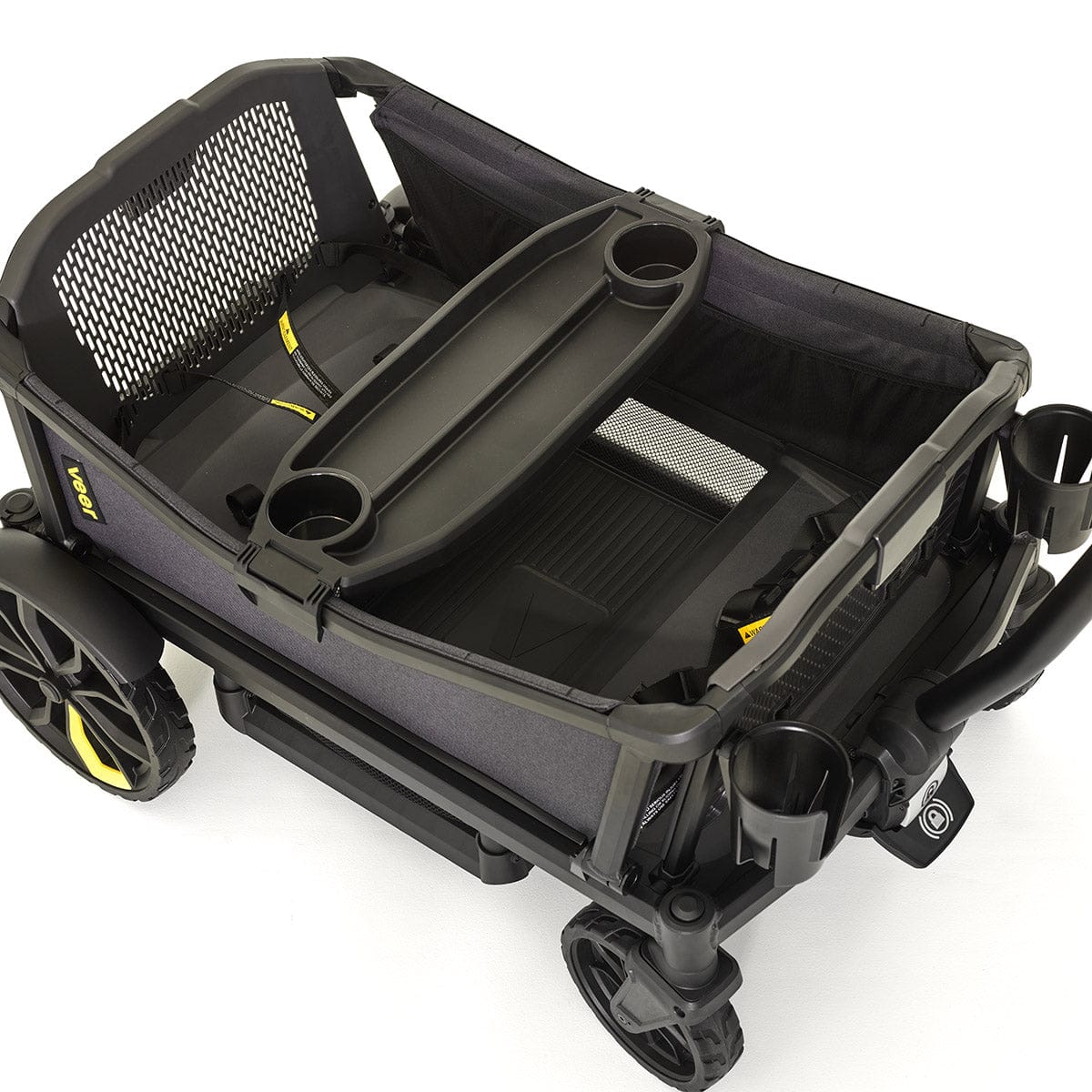 Veer All-Terrain Cruiser XL (4 Seater) Stroller Wagon + Basket Bundle - Black - BOX-CRU-XL-CBSK-BLK