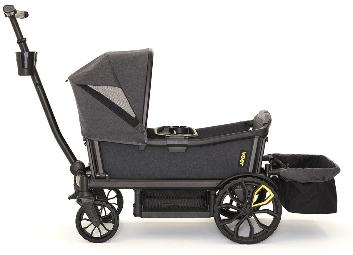 Veer All-Terrain Cruiser XL (4 Seater) Stroller Wagon + Canopy + Basket Bundle - Grey - CRU-XL-CCAN-XL-CBSK-XL