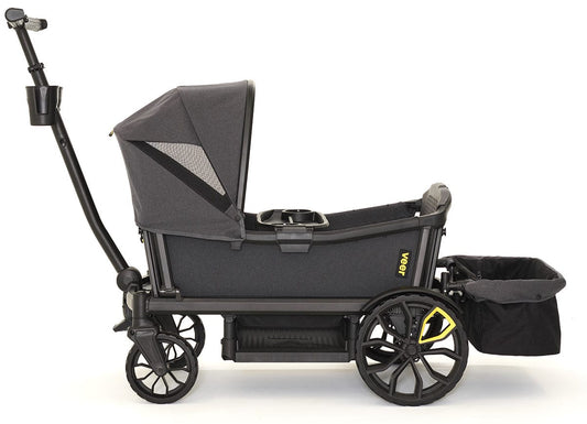 Veer All-Terrain Cruiser XL (4 Seater) Stroller Wagon + Canopy + Basket Bundle - Grey - CRU-XL-CCAN-XL-CBSK-XL