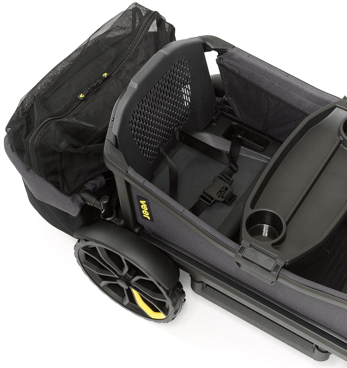Veer Cruiser (2 Seater) Stroller Wagon + Canopy + Basket Bundle - Grey / Grey - CRU-CCAN-CBSK