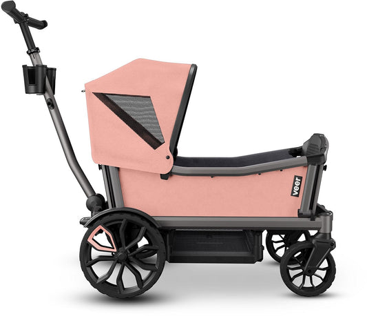 Veer Cruiser City (2 Seater) Stroller Wagon + Sidewall Kit + Canopy Bundle - Rose Quartz