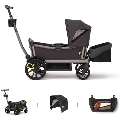 Veer Cruiser City Stroller Wagon + Canopy + Basket Bundle - Gray - BUN-CBC-CITY