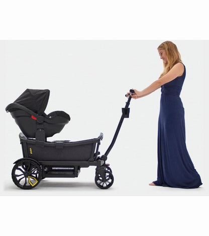 Veer Cruiser (2 Seater) Stroller Wagon with Retractable Canopy + Basket Bundle - Pink Agate - CRU001-PINK-CNPY-BSKT