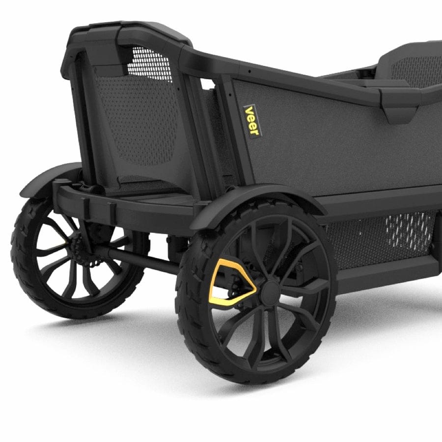 Veer Cruiser (2 Seater) Stroller Wagon with Retractable Canopy + Basket Bundle - Pele Red - CRU001-PRED-CNPY-BSKT