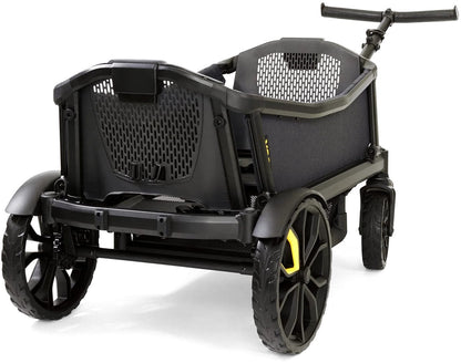 Veer Cruiser (2 Seater) Stroller Wagon with Retractable Canopy + Basket Bundle - Pele Red - CRU001-PRED-CNPY-BSKT