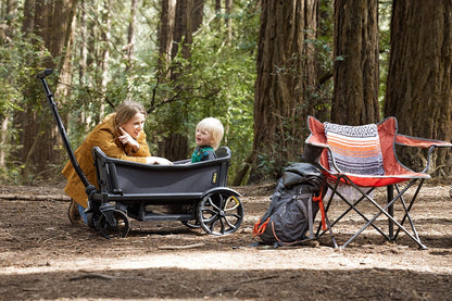 Veer Cruiser (2 Seater) Stroller Wagon with Retractable Canopy + Basket Bundle - Pele Red - CRU001-PRED-CNPY-BSKT