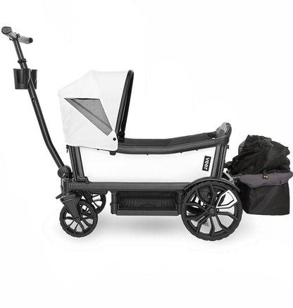 Veer Cruiser (2 Seater) Stroller Wagon with Retractable Canopy + Basket Bundle - Savanna White