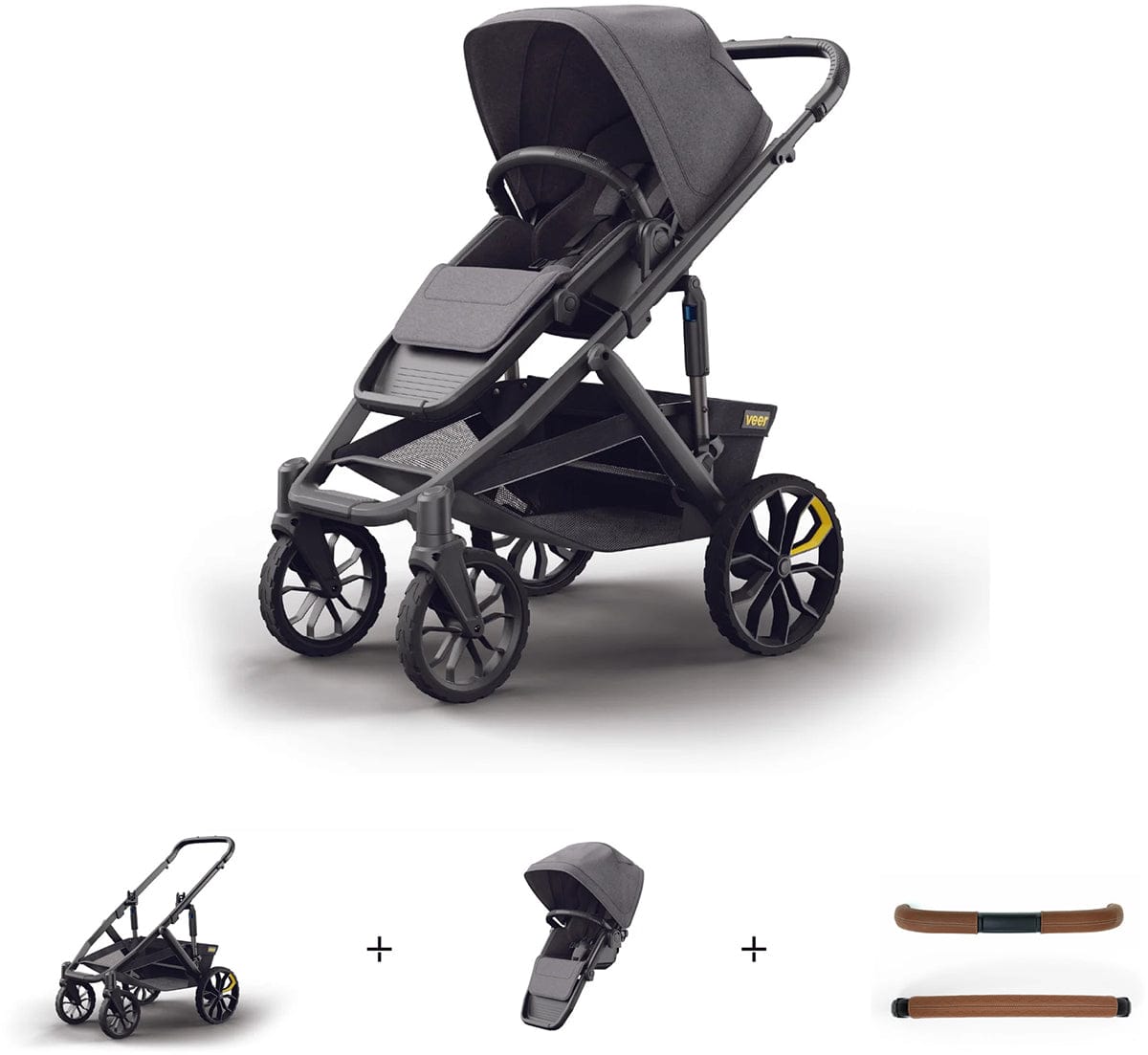 Veer Switch&Roll Luxe Single-to-Double Stroller Bundle with Leather Kit - BUN-SNR-LEA
