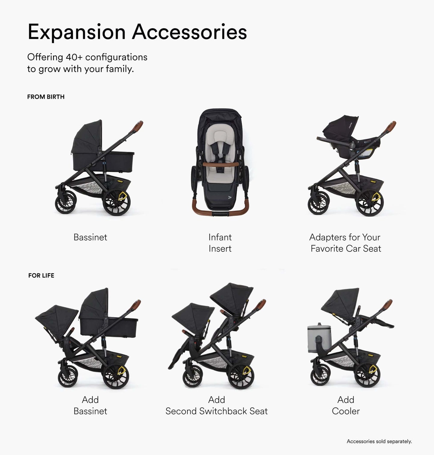 Veer Switch&Roll Luxe Single-to-Double Stroller Bundle with Leather Kit - Gray Granite - BUN-SNR-LEA-GGRA