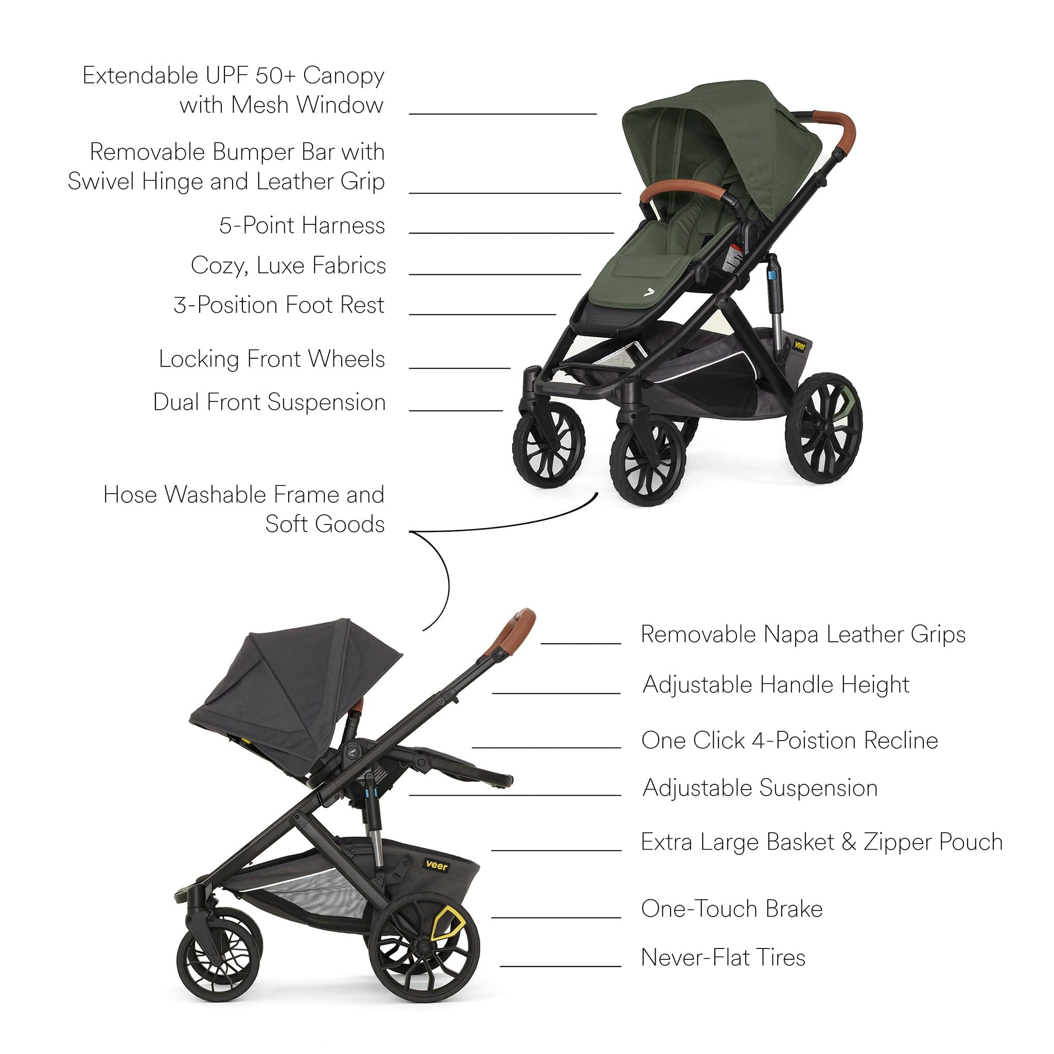 Veer Switch&Roll Luxe Single-to-Double Stroller Bundle with