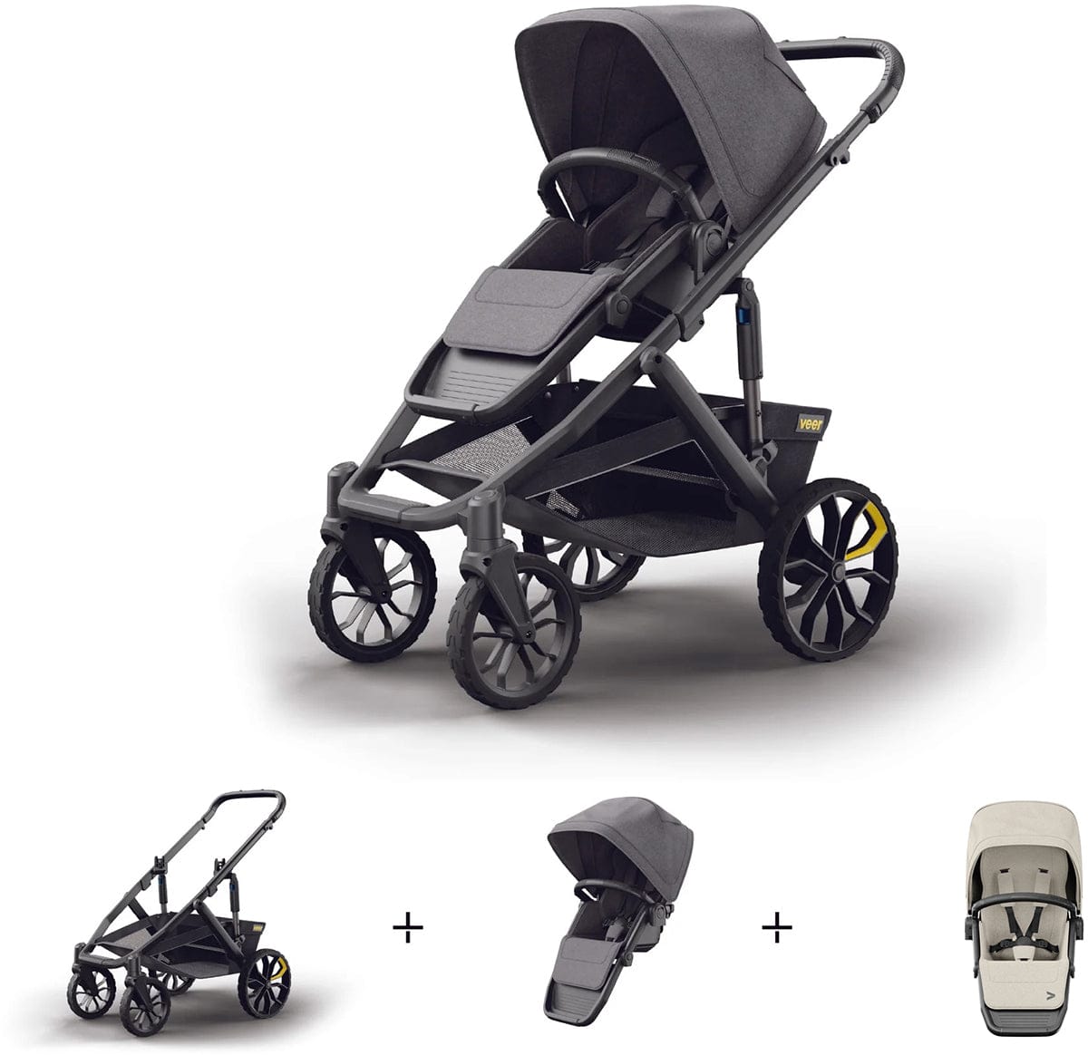 Veer Switch&Roll Luxe Single-to-Double Stroller + Color Kit Luxe Bundle - Natural - SBSEAT-SBROLL-SKIT-2-NAT