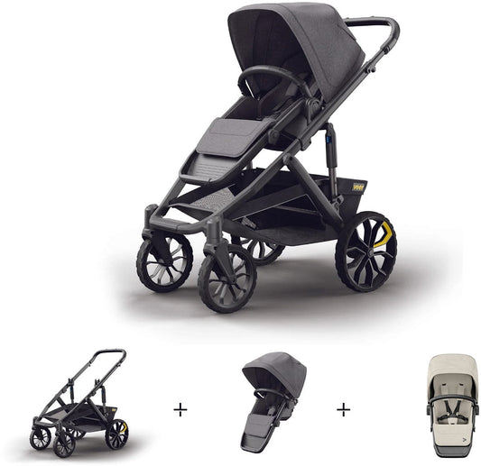 Veer Switch&Roll Luxe Single-to-Double Stroller + Color Kit Luxe Bundle - Natural - SBSEAT-SBROLL-SKIT-2-NAT