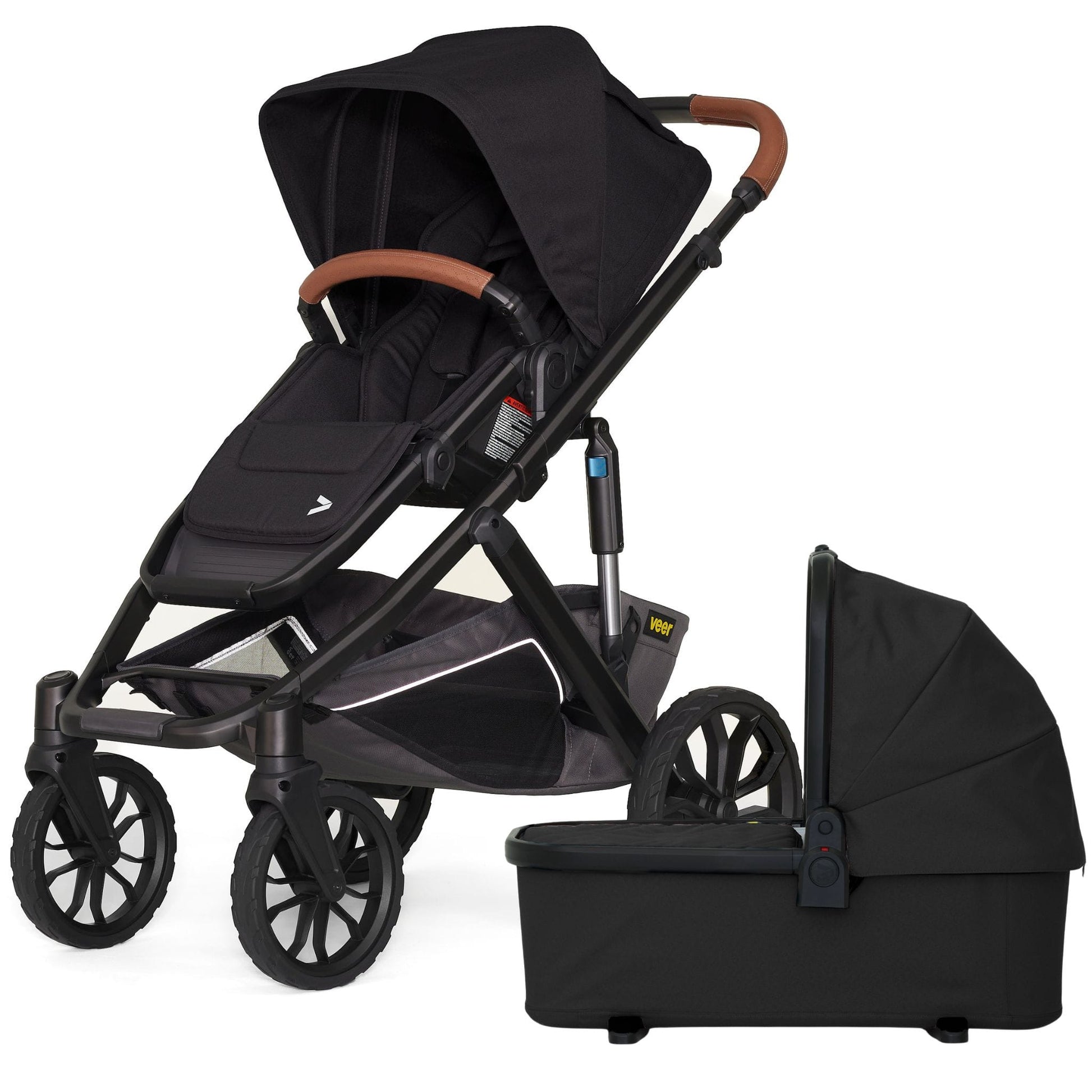 Veer Switch&Roll Luxe Single-to-Double Stroller with Leather Kit + Bassinet Bundle
