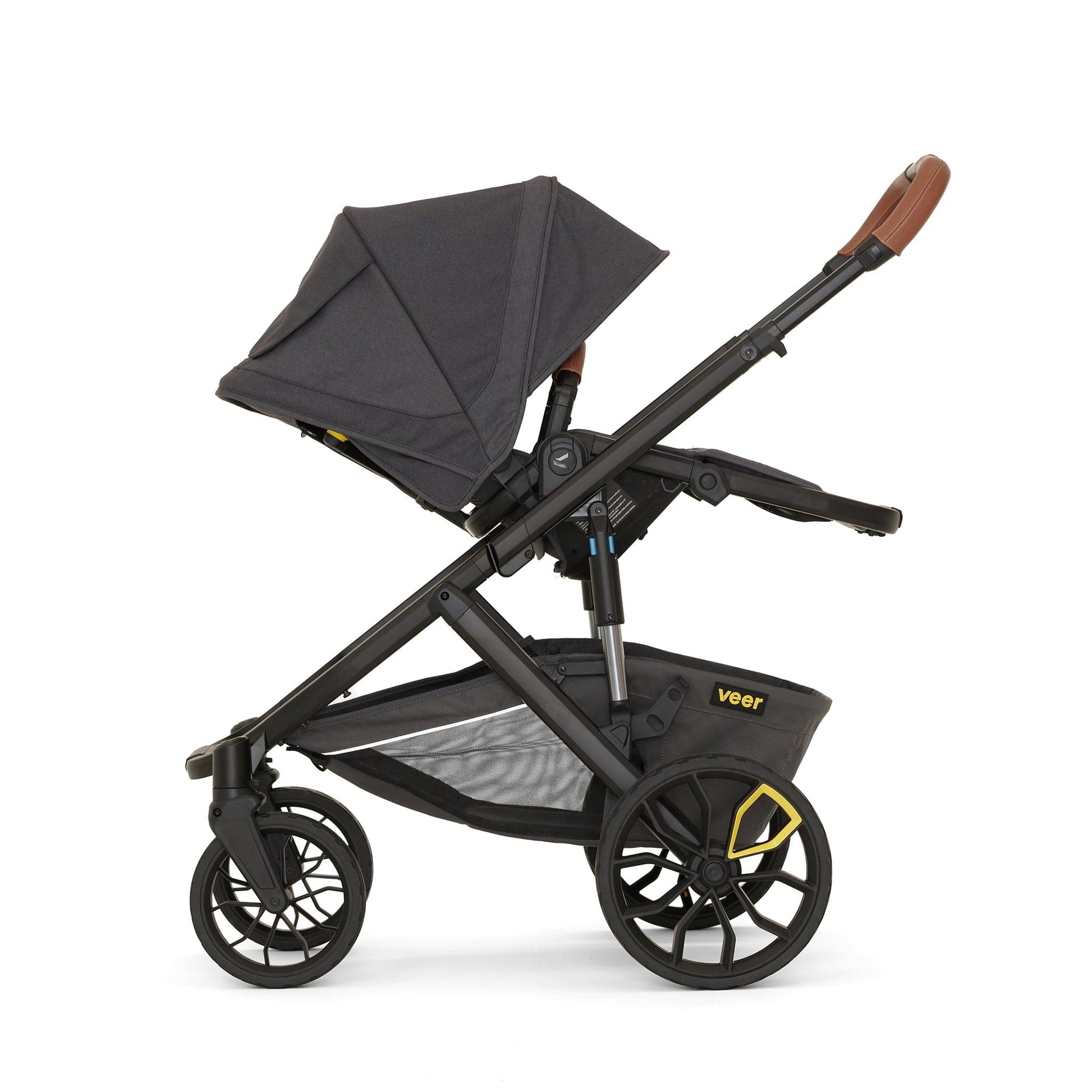 Veer Switch&Roll Luxe Single-to-Double Stroller with Leather Kit + Bassinet Bundle