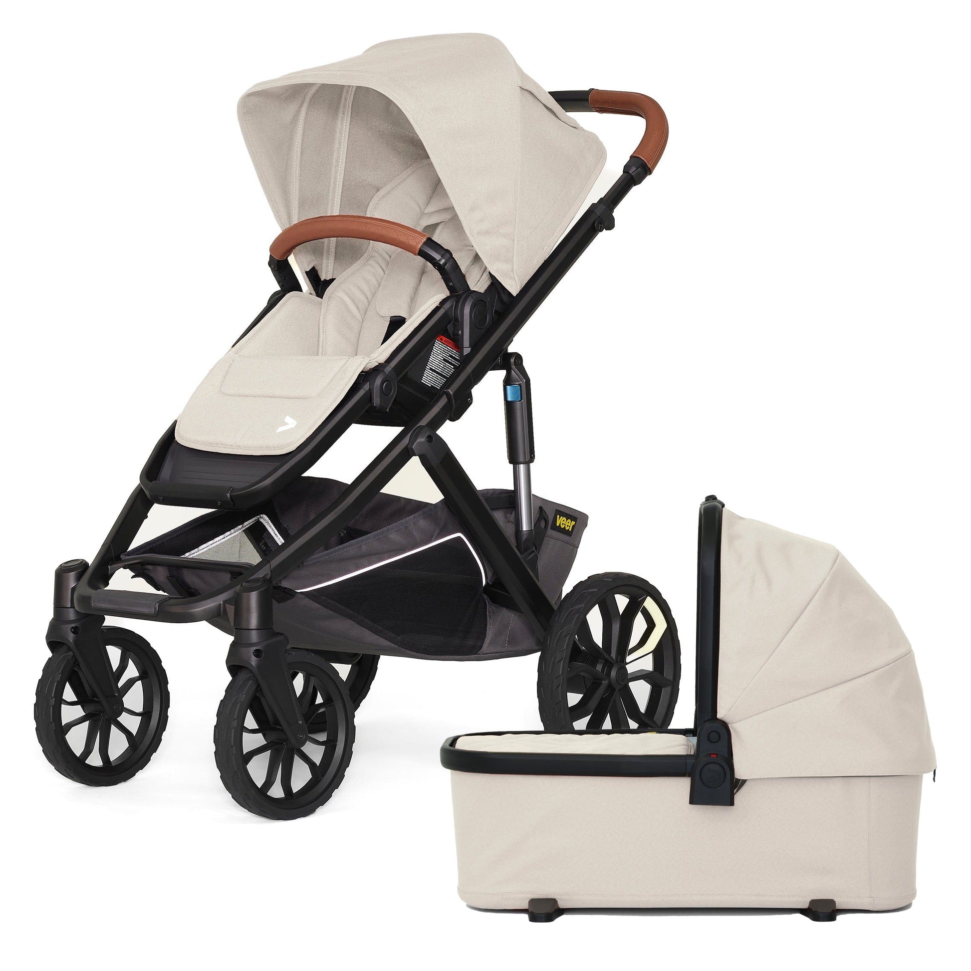 Veer Switch&Roll Luxe Single-to-Double Stroller with Leather Kit + Bassinet Bundle