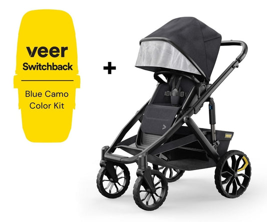 Veer Switch&Roll Single-to-Double Stroller + Color Kit Bundle - Blue Camo - SBSEAT-SBROLL-SKIT-BCMO
