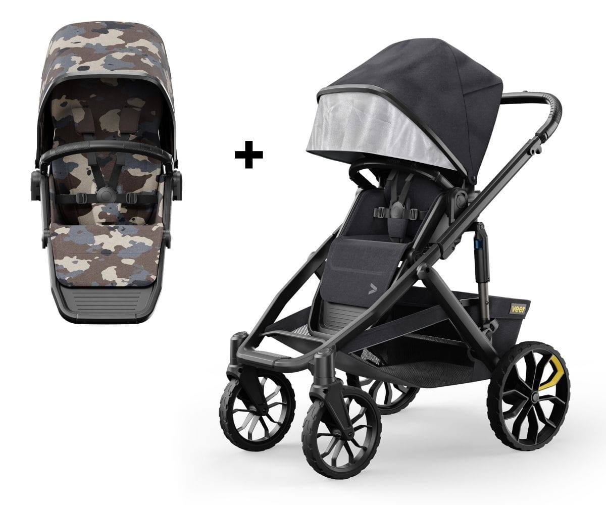 Veer Switch&Roll Single-to-Double Stroller + Color Kit Bundle - Camo - SBSEAT-SBROLL-SKIT-CAMO