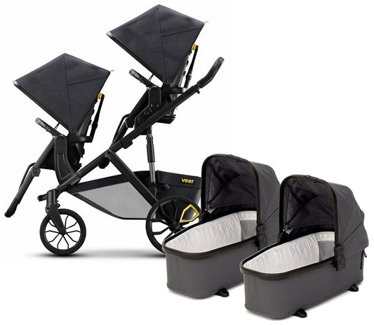 Veer Switch&Roll Twin Double Stroller + Bassinets Bundle - TWIN-SBSEAT-SBROLL-SBAS