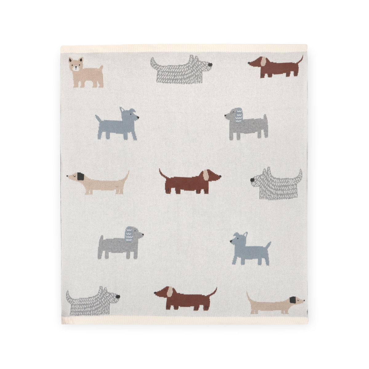 Viverano Organics Buddy Dog - Jacquard Sweater Knit Baby Blanket (Organic Cotton) - Natural, One Size