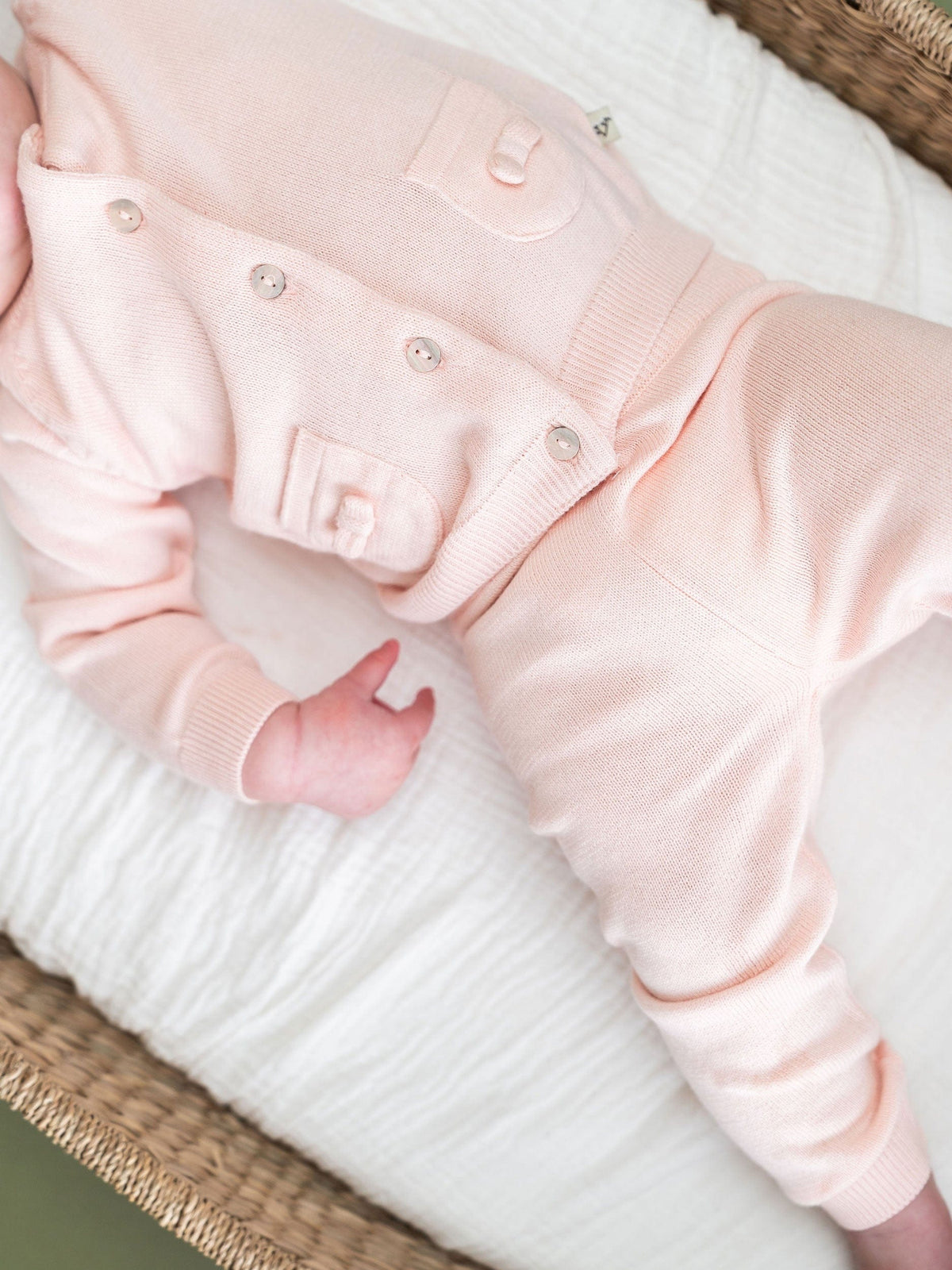 Viverano Organics Milan Knit Baby Pocket Pants - Blush, 6-12M