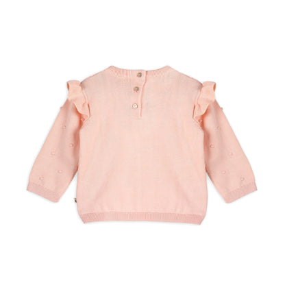 Viverano Organics Milan Knit Baby Ruffle & Bobble Pullover Sweater - Blush, 0-3M