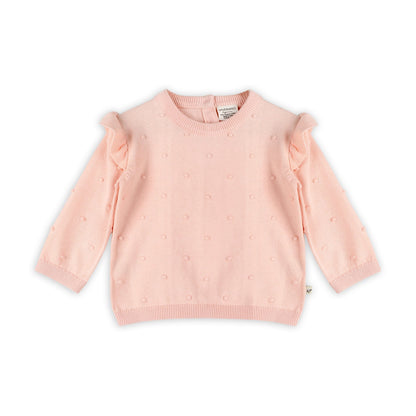 Viverano Organics Milan Knit Baby Ruffle & Bobble Pullover Sweater - Blush, 0-3M