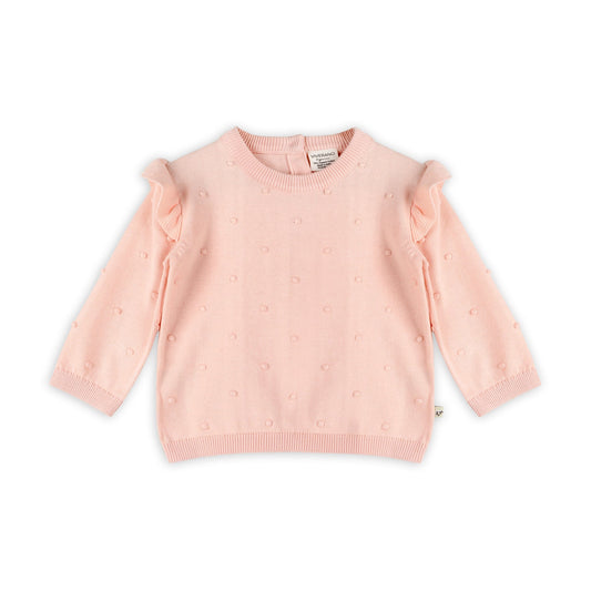 Viverano Organics Milan Knit Baby Ruffle & Bobble Pullover Sweater - Blush, 0-3M