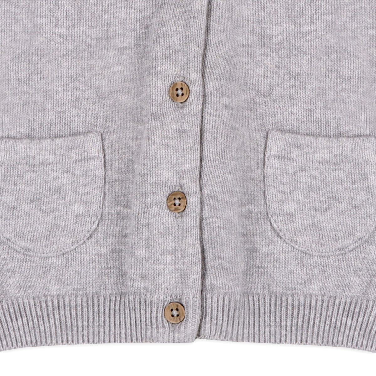 Viverano Organics Milan Organic Knit Baby Button Cardigan Sweater - Heather Grey, 12-18M
