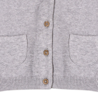 Viverano Organics Milan Organic Knit Baby Button Cardigan Sweater - Heather Grey, 12-18M