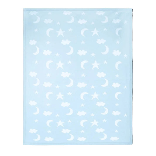 Viverano Organics Moon & Stars Dream Organic Baby Jacquard Knit Blanket - Baby Blue, One Size