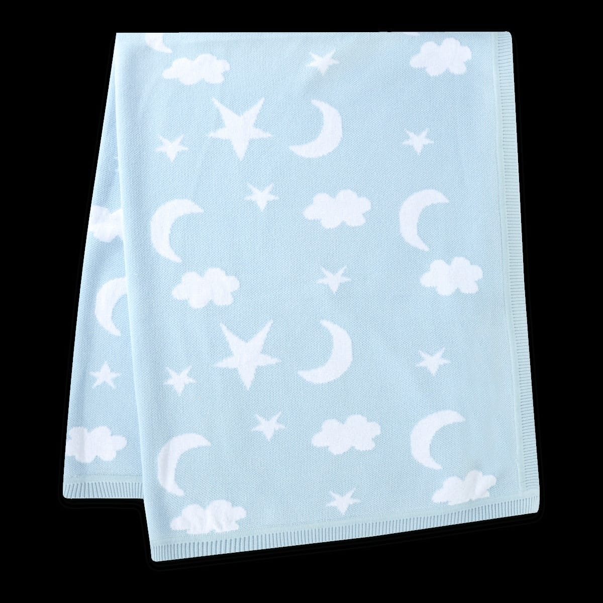 Viverano Organics Moon & Stars Dream Organic Baby Jacquard Knit Blanket - Baby Blue, One Size