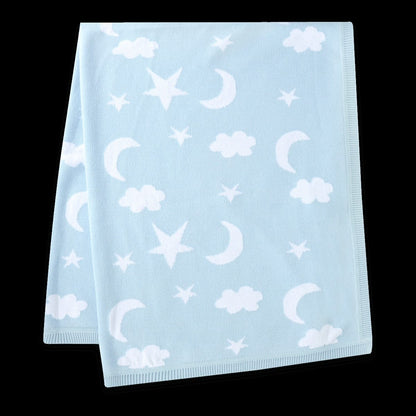 Viverano Organics Moon & Stars Dream Organic Baby Jacquard Knit Blanket - Baby Blue, One Size