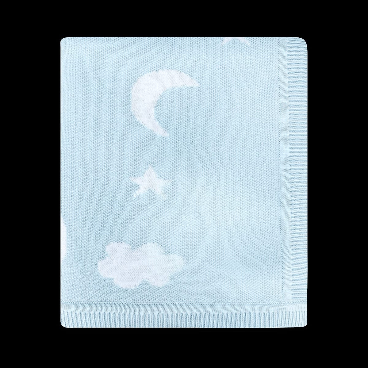 Viverano Organics Moon & Stars Dream Organic Baby Jacquard Knit Blanket - Baby Blue, One Size