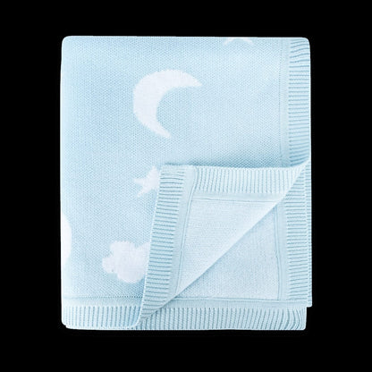 Viverano Organics Moon & Stars Dream Organic Baby Jacquard Knit Blanket - Baby Blue, One Size