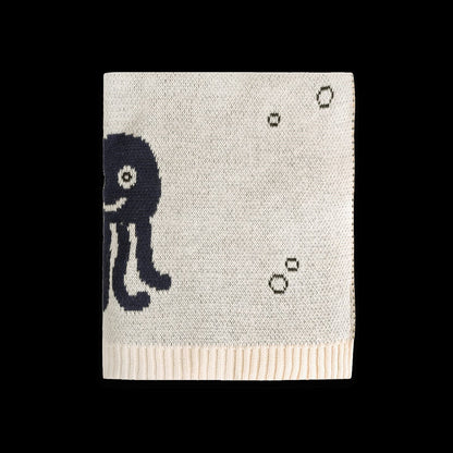Viverano Organics Ocean Life - 3D Jacquard Sweater Knit Baby Blanket (Organic Cotton) - Natural, One Size