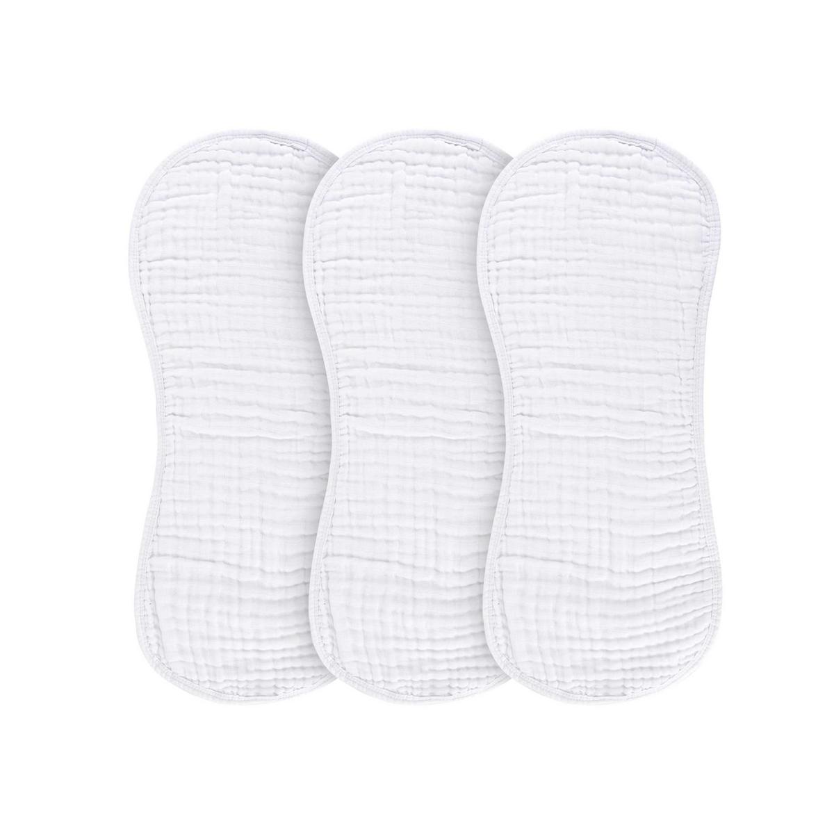 Ely's & Co. 3 Pack Muslin Burp Cloths - Solid White