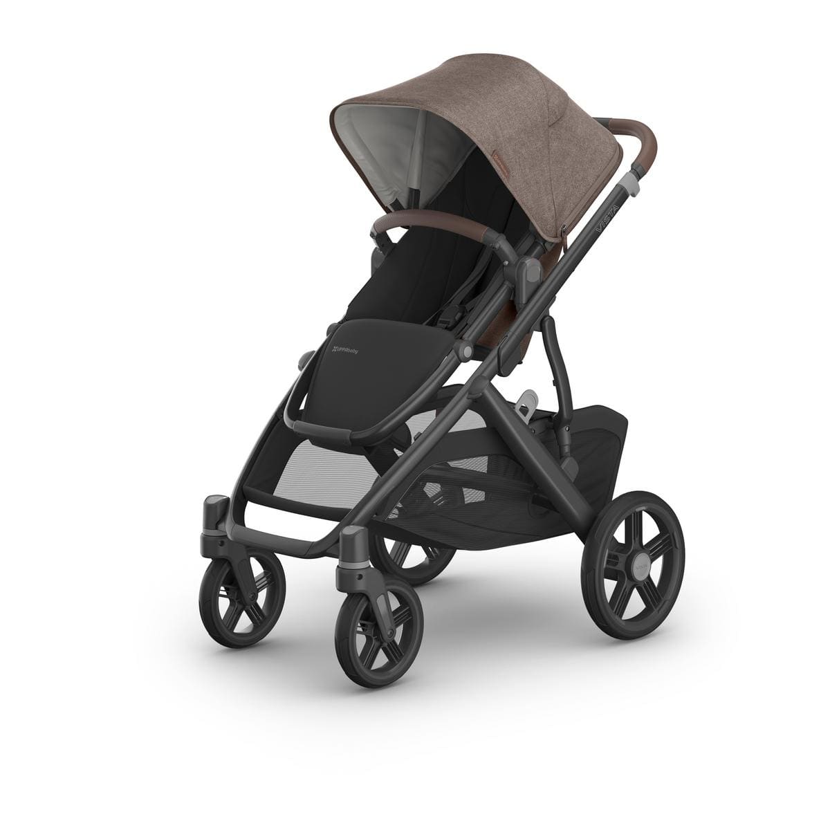UPPAbaby Vista V3 Single-to-Double Stroller - Owen (Mocha Melange / Carbon Frame / Chestnut Leather)