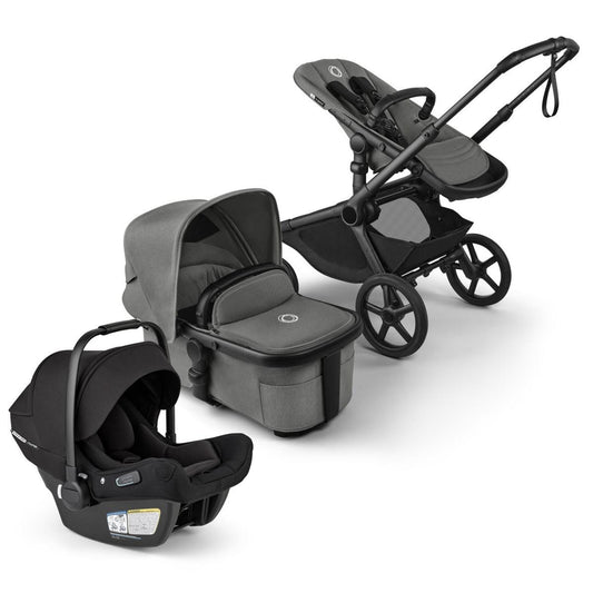 Bugaboo Kangaroo Complete + Turtle Air Shield By Nuna Travel System Bundle - Black / Moon Grey / Moon Grey - 100280033-400016001
