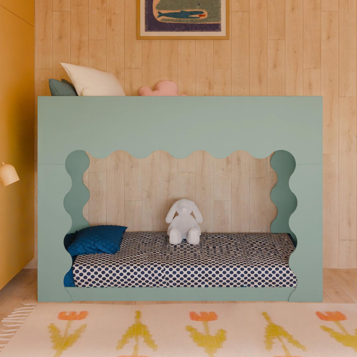 Babyletto Lido Wave Convertible Low-Profile Bunk Bed - Light Sage/Honey