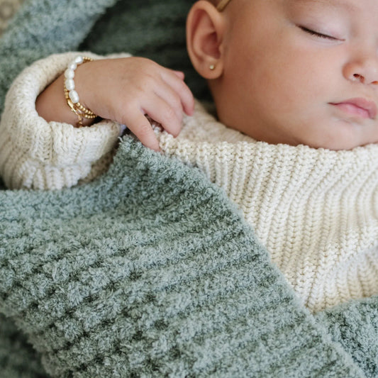Saranoni Waffle Knit Receiving Blanket - Elm