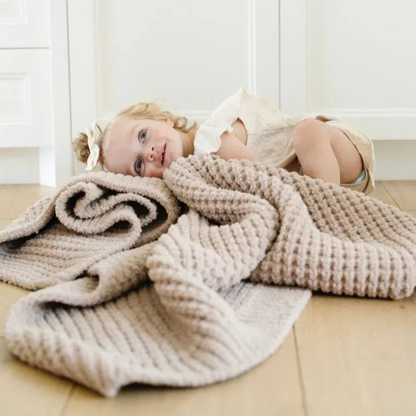 Saranoni Waffle Knit Receiving Blanket - Wheat
