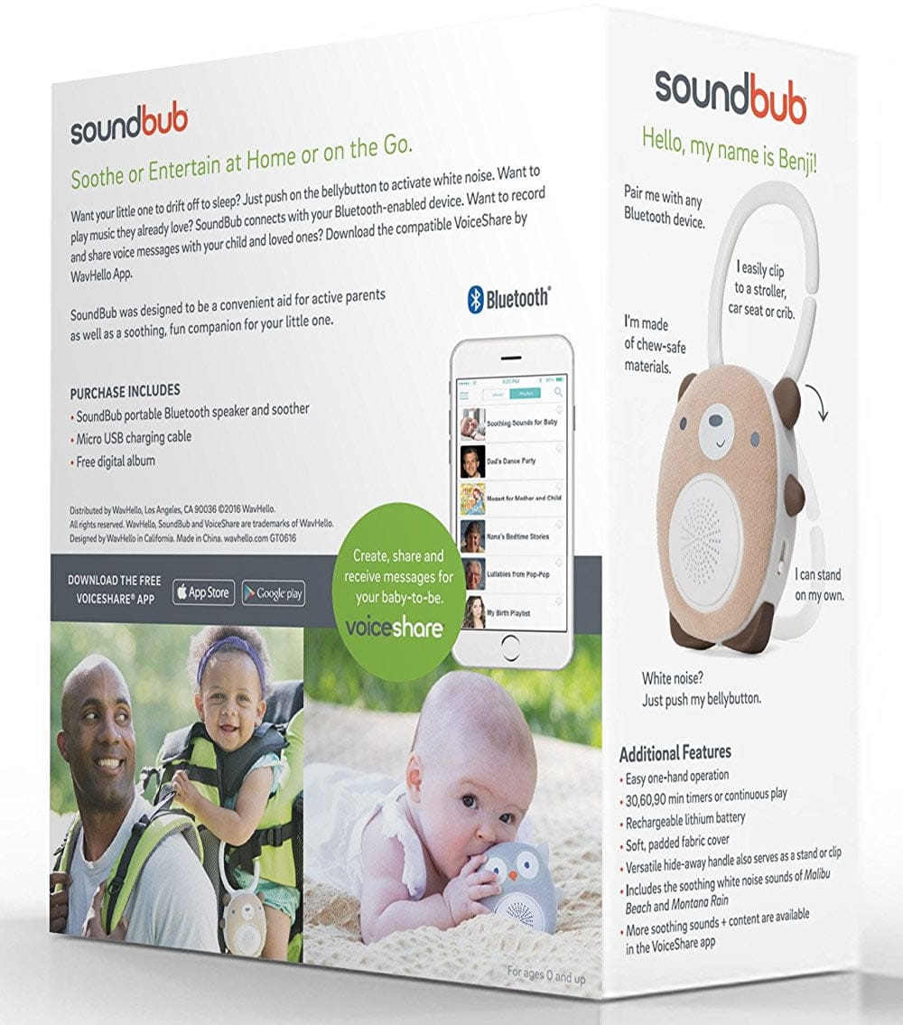 WavHello Soundbub Bluetooth Speaker & Baby Soother - Bear - WH-21-440