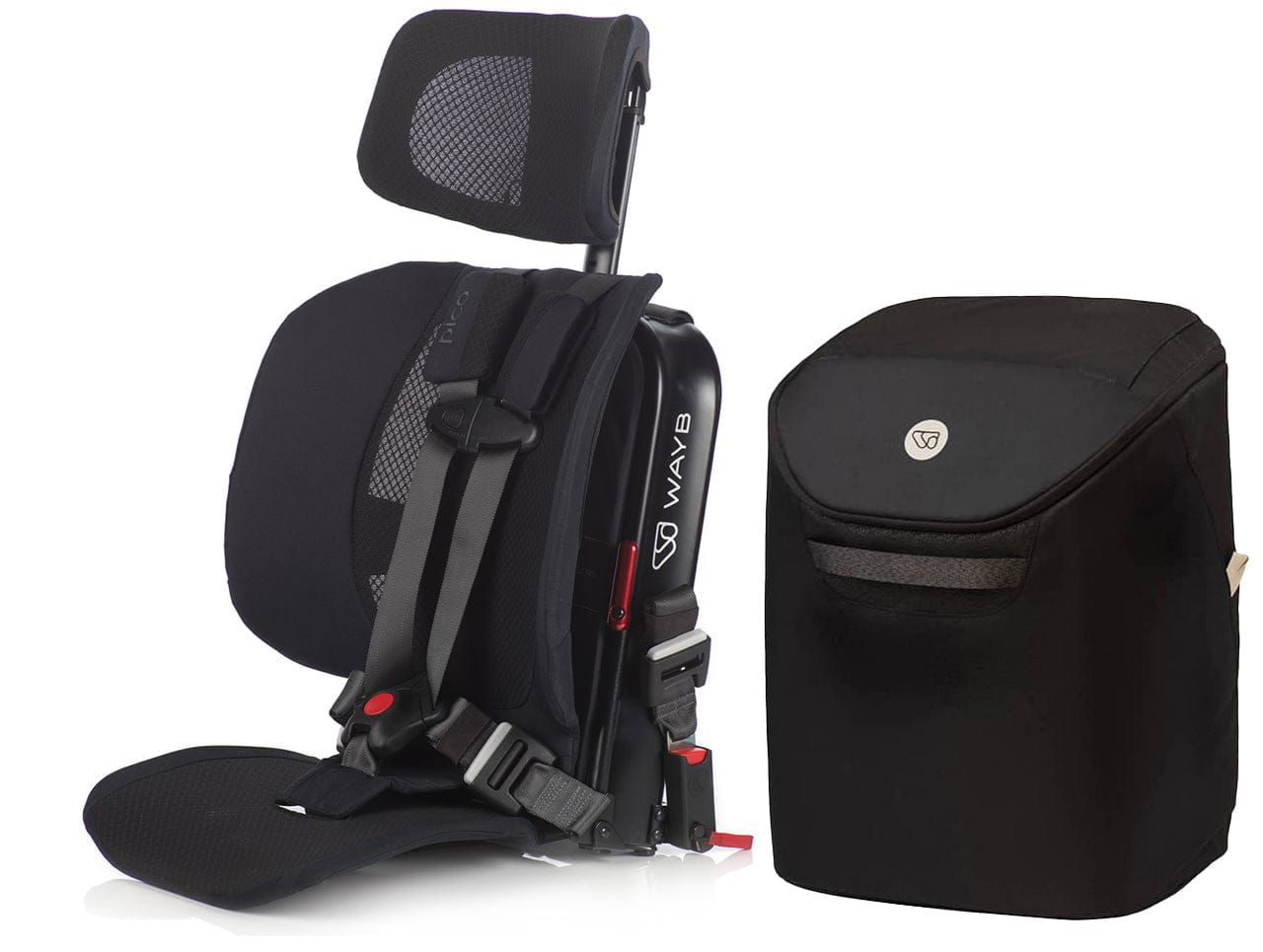 WAYB Pico Forward Facing Travel Car Seat + Carry Bag Bundle - Jet / Onyx - CSTPI-JT-002-ACCPI-BGON-003